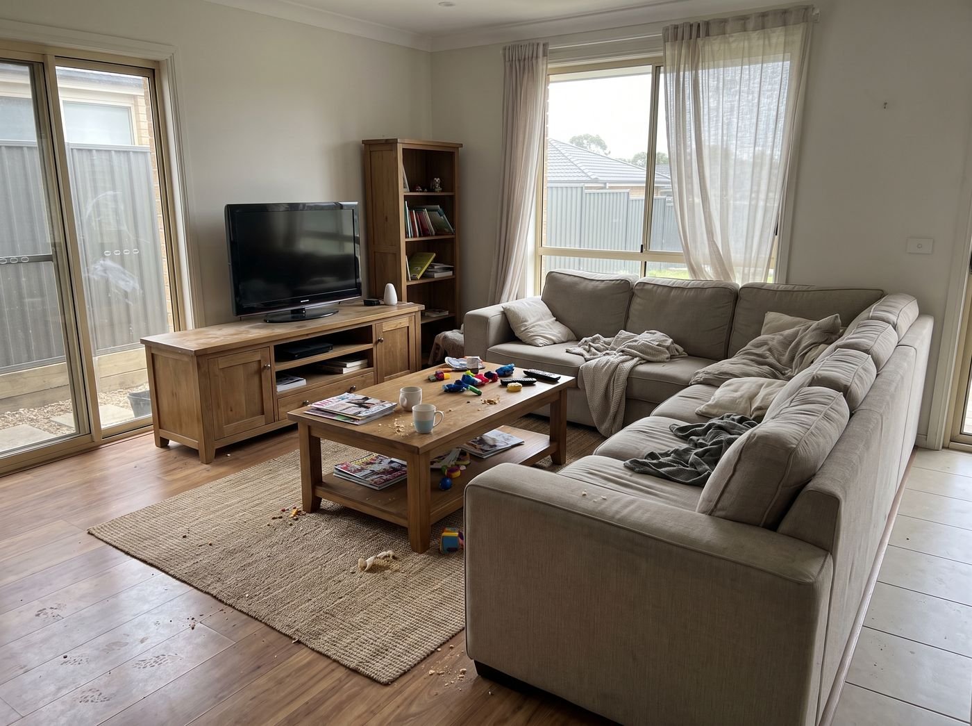 Living Room before Sweeper Clean service