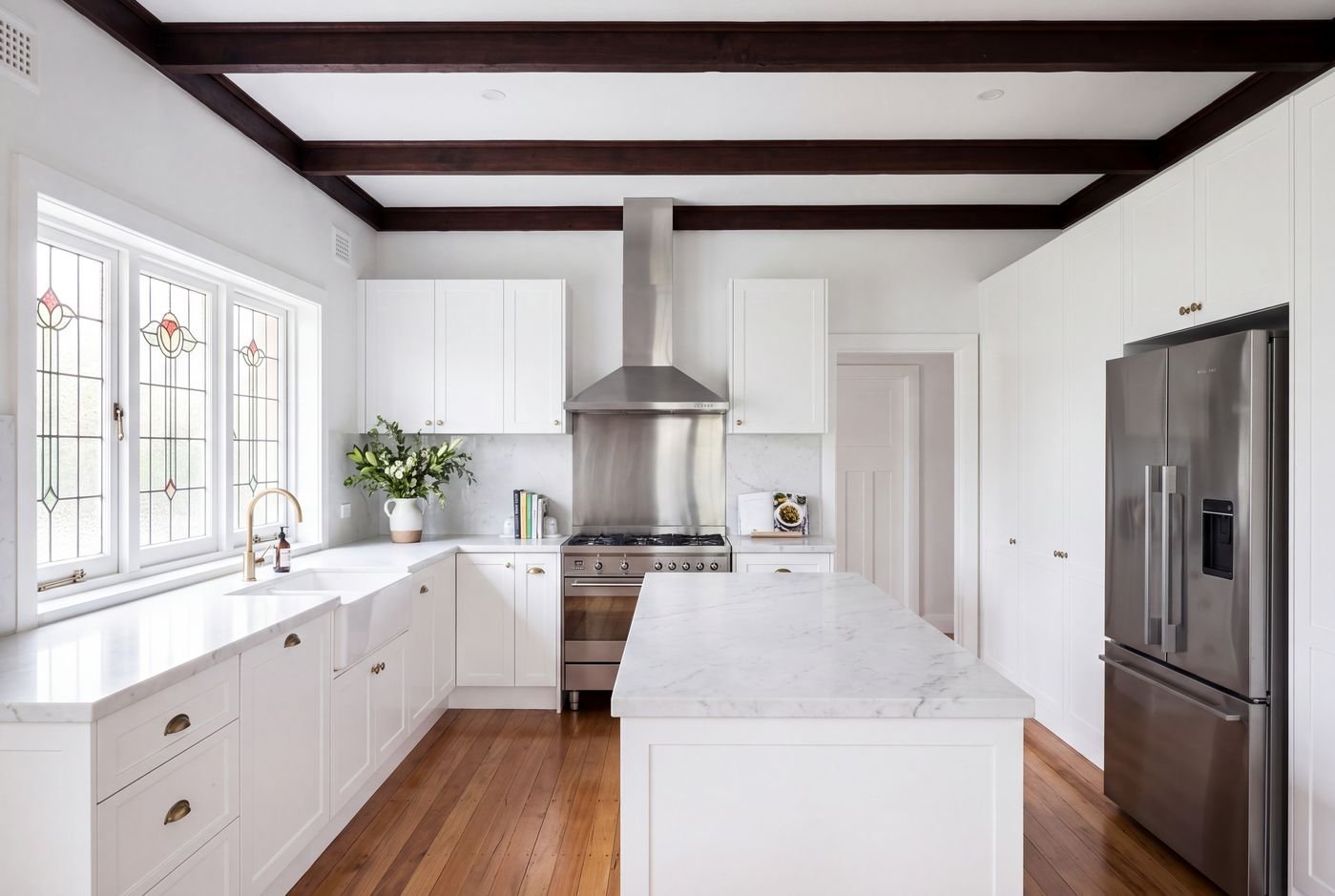 Freshly cleaned kitchen with island bench